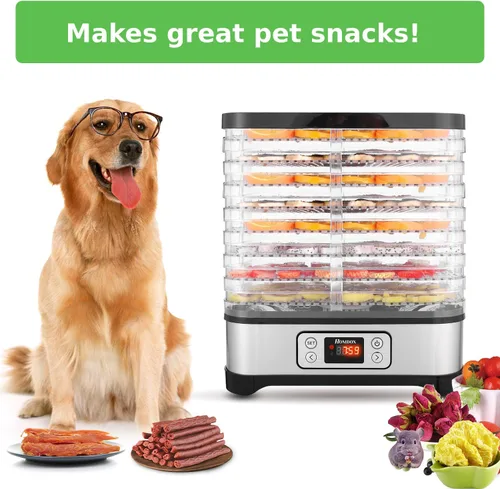 Miniatura 7 de Homdox Deshidratador de alimentos para carne seca y frutas, 8 bandejas sin BPA, temporizador de 72 horas y control de temperatura de 158 °F, máquina