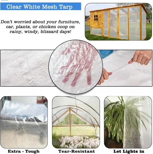 Miniatura 8 de UCINNOVATE Lona transparente de 0.472 in de 6 x 10 pies, cubierta de invernadero resistente e impermeable, tejido reforzado de 12 x 12 pulgadas