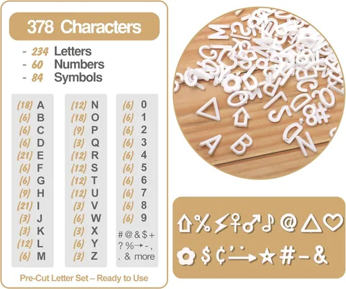 Miniatura 2 de Letras para tablero de letras solamente, tablero de mensajes blanco de 1 pulgada, letras de fieltro para tablero de letras (378 piezas), 1 pulgada