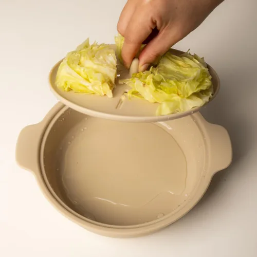 Miniatura 3 de Vaporizador de silicona para microondas para alimentos para bebés, fabricado en Corea, apto para horno y lavavajillas hasta 482 °F, fácil de Creme