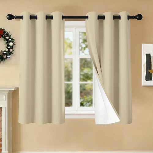 2 paneles de cortinas 100% opacas, cortinas ligeras con aislamiento térmico con ojales para dormitorio, sala de estar, tratamiento de ventana con