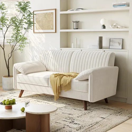 Miniatura 3 de ONBRILL Sofá Loveseat de 64.5", Sofá Loveseat de Chenilla para Sala de Estar, Asiento Profundo de 23.2" Love Seat con Brazos Acolchados, Cómodos