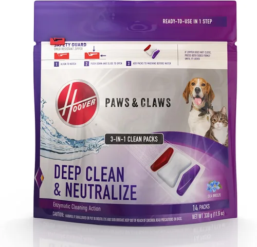 Hoover Paws & Claws Paquetes de Limpieza, Aroma a Brisa Marina, Solución Concentrada en Paquetes Pre-Medidos, Combate el Desorden y Manchas