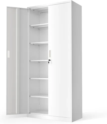 Miniatura 28 de VINGLI Armario de Pared para Garaje con Puertas con Cerradura y Estante Ajustable, Gabinete de Pared de Metal, Gabinete de Almacenamiento Superior