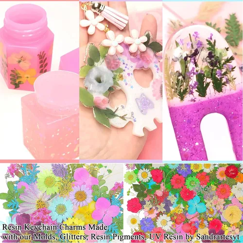 Miniatura 8 de FUNSHOWCASE Calcomanías mixtas de resina para plantas de piña, hojas de flores, decoración de álbumes de recortes, paquete de 218