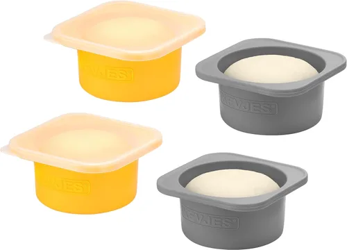 Miniatura 12 de Recipientes apilables de silicona para pruebas de masa de pizza artesanal con tapas, 5 paquetes-16.9 fl oz porción (amarillo)
