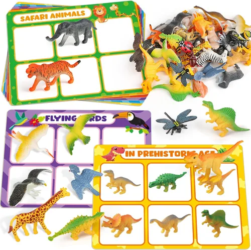 Miniatura 8 de Coogam Juguete de clasificación para niños pequeños, animales, dinosaurios, frutas, vehículos, alimentos, peces, bolas, juego de granja, juego