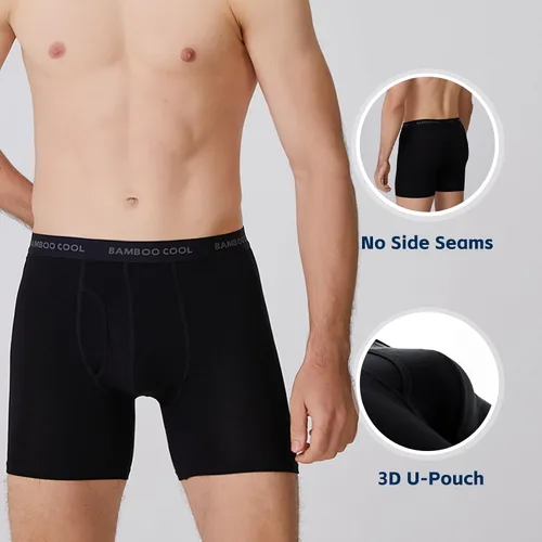 Miniatura 4 de BAMBOO COOL Ropa interior para hombre, paquete de calzoncillos bóxer de viscosa de bambú, suave, transpirable, ropa interior larga