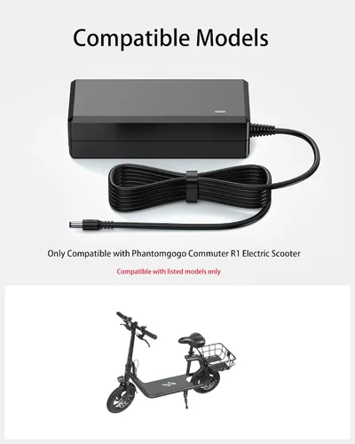 Miniatura 4 de VHBW Cargador de 42 V para scooter eléctrico Phantomgogo solo compatible con scooter eléctrico Phantomgogo R1 (no para R1 Pro)