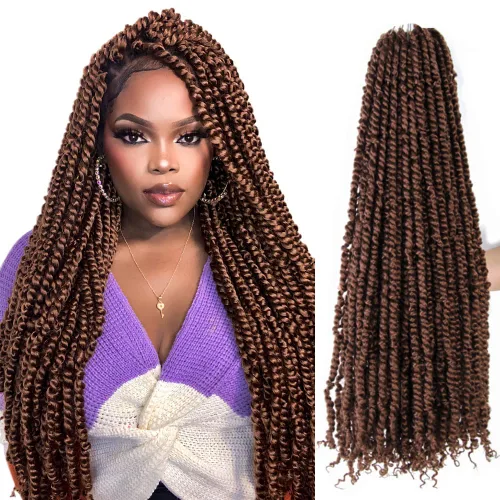 Miniatura 50 de BOHOBABE Cabello de Ganchillo Pre-retorcido Passion Twist de 14 Pulgadas Cabello Corto Ombré Gris Pre-enrollado de Ganchillo Passion Twist para Gris