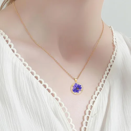 Miniatura 96 de Pressed Flower Necklace Gift for Women Personalized Handmade Necklaces Birth Flower Necklace
