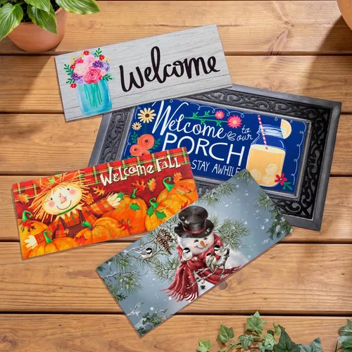 Miniatura 12 de Juego de insertos y bandeja para felpudo Evergreen Sassafras & Set de 5, tapetes intercambiables para entrada de primavera, verano, otoño e Temporada