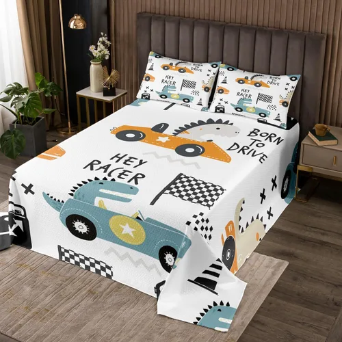 Miniatura 15 de Feelyou Colcha acolchada de diseño de dibujos animados para niños, equipamiento para niños, camiones, juego de colcha transpirable, diseño