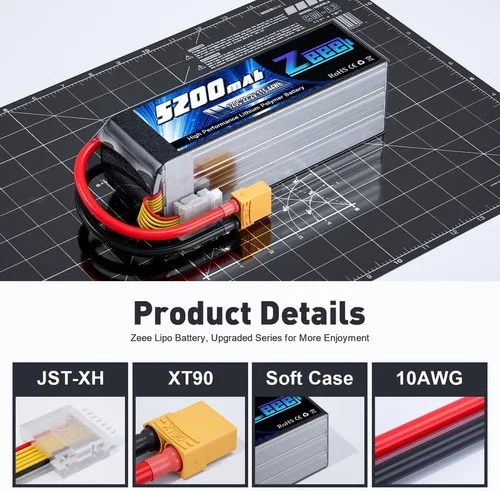Miniatura 3 de Zeee 6S Lipo Batería 5200mAh 22.2V 120C Soft Case Lipo con conector XT90 Batería RC para coche RC, camión, avión, helicóptero, quadcoptero, barco
