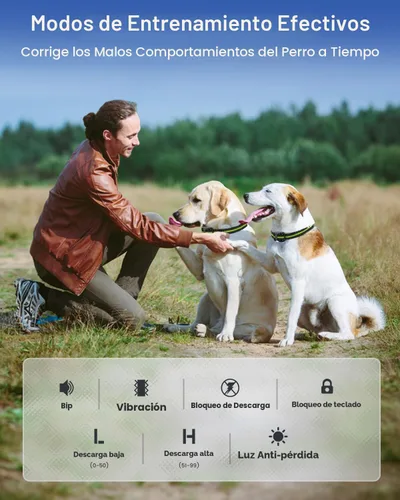 Miniatura 8 de Collar de Entrenamiento para Perros con 7 Modos de Entrenamiento, Collar de Choque Electrónico para Perros con Control Remoto de 1280M, Collar