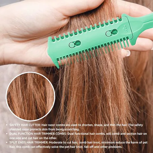 Miniatura 2 de Soft 'N Style - Juego de peines de afeitar para cortar el cabello, paquete de 3 - Peine de afeitar de doble cara, tijeras de peinado con cuchilla