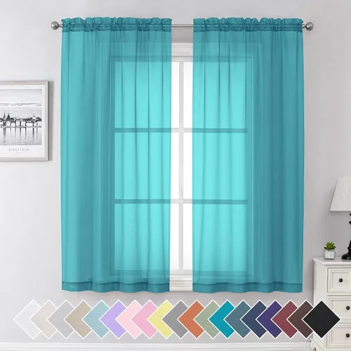 Miniatura 183 de Aiyufeng 2 paneles de cenefa transparente negra de 14 pulgadas de largo, cortinas cortas negras transparentes para dormitorio, cortinas de cocina