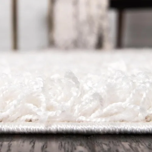 Miniatura 4 de Unique Loom Solid Shag Collection Alfombra de Área (5' 3" x 8' Ovalada, Blanco Nieve)