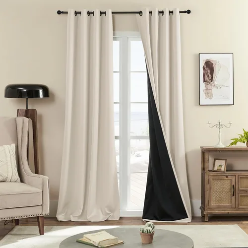 Miniatura 36 de Rutterllow - Cortinas 100% opacas, paneles de cortina con ojales, aislamiento térmico y bloqueo de luz para habitación y sala de estar