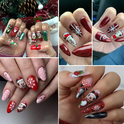 Miniatura 4 de 4 bonitas calcomanías de uñas de dibujos animados autoadhesivos 3D, suministros de decoración de uñas de Navidad, calcomanías de uñas Kawaii