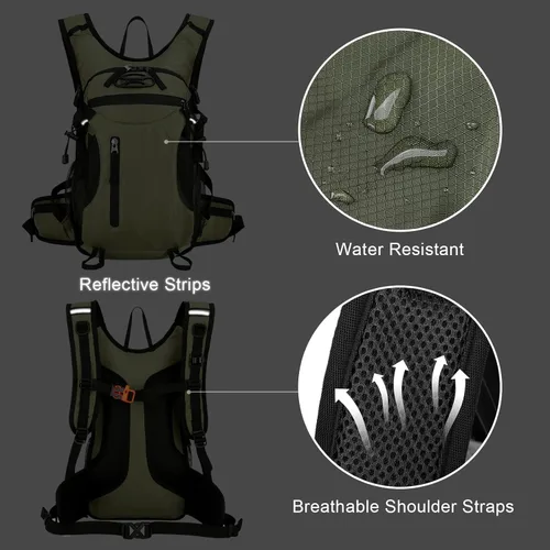 Miniatura 3 de Mochila de ciclismo de 15L con hebilla para casco para hombres y mujeres, pequeña, impermeable, ligera, mochila de senderismo con correa