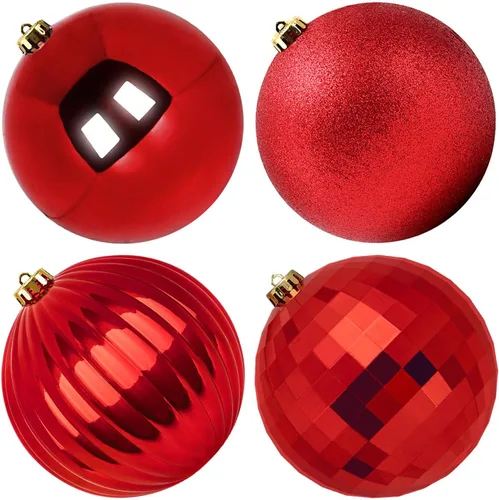 Benjia Adornos de Navidad para Exteriores de Tamaño Extra Grande, Bolas de Plástico Gigantes y Grandes que no se Rompen para Colgar en Césped, Rojo