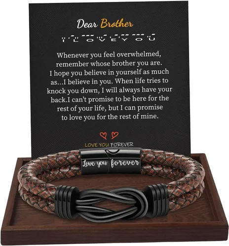 Miniatura 13 de BTYSUN Regalos para hombres, regalos del día de San Valentín para él, novio, marido, adolescentes, pulseras de cuero para hombres, regalos de amor