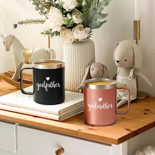Miniatura 3 de LiqCool Regalo de propuesta de padrinos, juego de tazas de madrina y padrino, propuesta de regalos de padres de Dios, regalos de Navidad