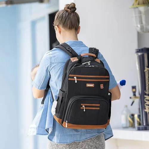 Miniatura 7 de Mochila para pañales, bolsas grandes para pañales de bebé con almohadilla cambiadora portátil para niños y niñas, bolsa de viaje multifunción