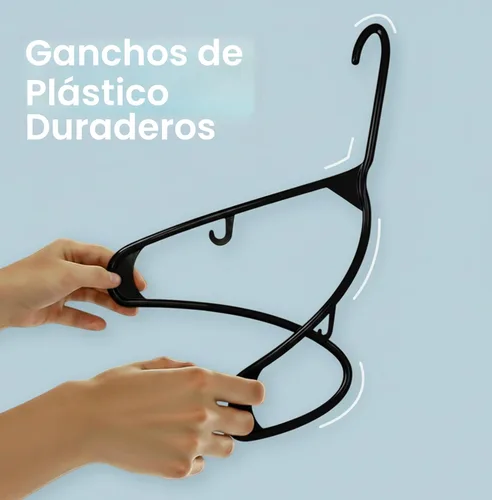 Miniatura 6 de Perchas de plástico Utopia Home estándar para hogar de color negro, perchas tubulares para la ropa, resistentes, finas y elegantes
