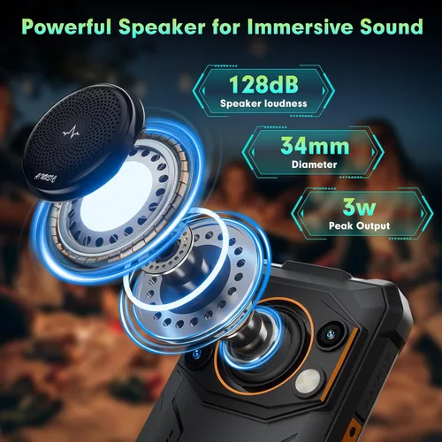 Miniatura 3 de FOSSIBOT F110L Unlocked Rugged Phone 2026, 128dB Speaker 10000mAh Battery 20W Rugged Smartphone, 50MP Camera 120LM Torch, 8(4+4) GB+128GB+2TB