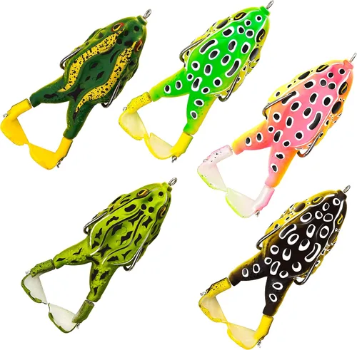 Miniatura 9 de Rikiamru Señuelos de pesca de rana suave cebo para lucio, cabeza de serpiente, trucha, agua salada, Swimbait