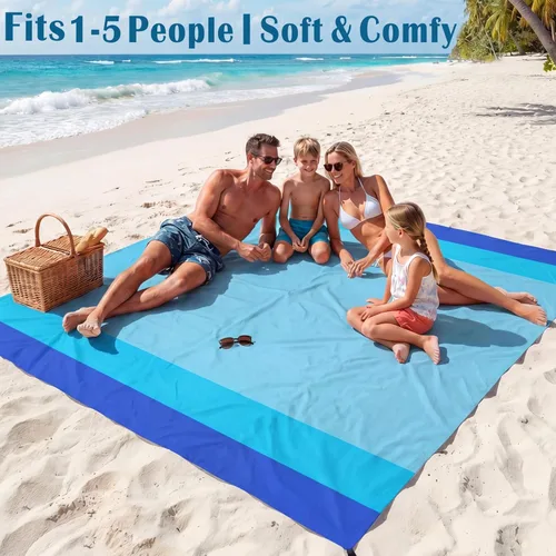 Miniatura 18 de Famstar Beach Blanket Oversized Extra Large 78"X81"/10'X9',Waterproof Sandproof Beach Blanket 2-8 Adults Lightweight Durable for Travel Camping
