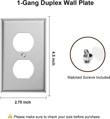 Miniatura 7 de Paquete de 10 cubiertas de salida de placa de interruptor de pared dúplex individual – Cubiertas de placa de salida de receptáculo de acero