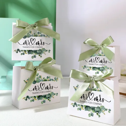 Miniatura 4 de Seajan 60 bolsas de papel de regalo de agradecimiento a granel con cinta de lazo de 5.5 x 4.7 x 2.4 pulgadas para bodas, baby shower, despedidas