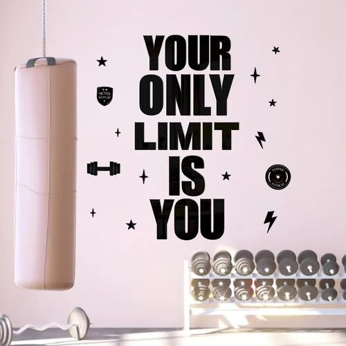 Calcomanía acrílica para gimnasio, citas inspiradoras, azulejos de espejo para decoración de gimnasio en casa, arte motivacional "Your Only Limit is