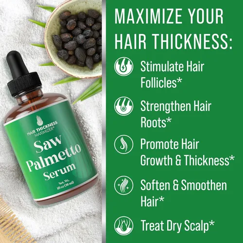 Miniatura 3 de Saw Palmetto Serum para el crecimiento del cabello: aceites de romero, menta y semilla de calabaza. Tratamiento vegano engrosante, hidratante