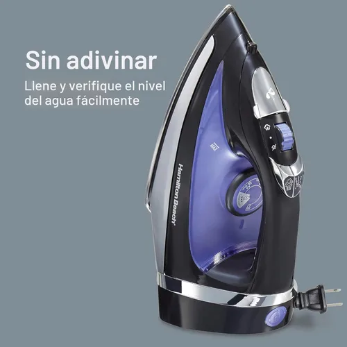 Miniatura 7 de Hamilton Beach Plancha de vapor para ropa y prendas de vestir con suela de acero inoxidable de prensa suave, 1200 vatios, cable retráctil de 8 pies