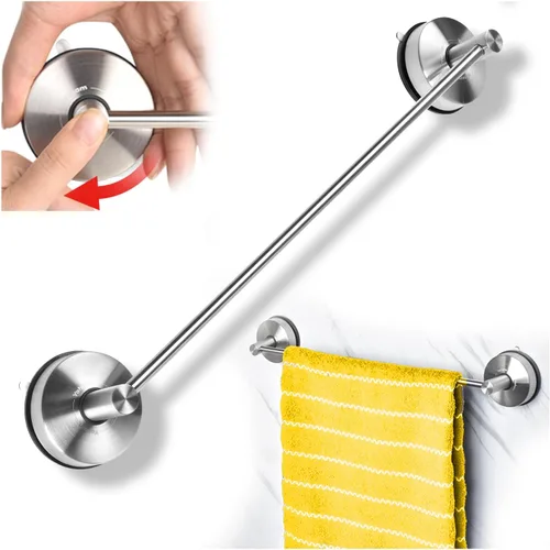 YOHOM Toallero con ventosa para ducha, de acero inoxidable, de 17 pulgadas, toallero de baño con succión, toallero de mano al vacío para puerta de