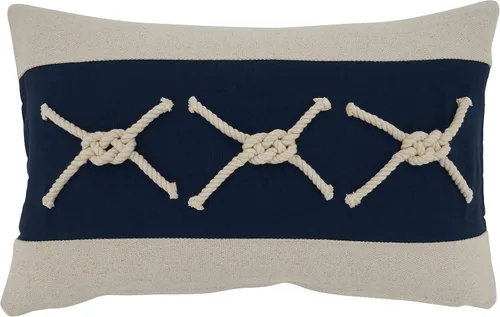 SARO LIFESTYLE Naviguer Collection - Almohada de nudos de cuerda con relleno de poliéster, 12 x 20 pulgadas, color azul marino
