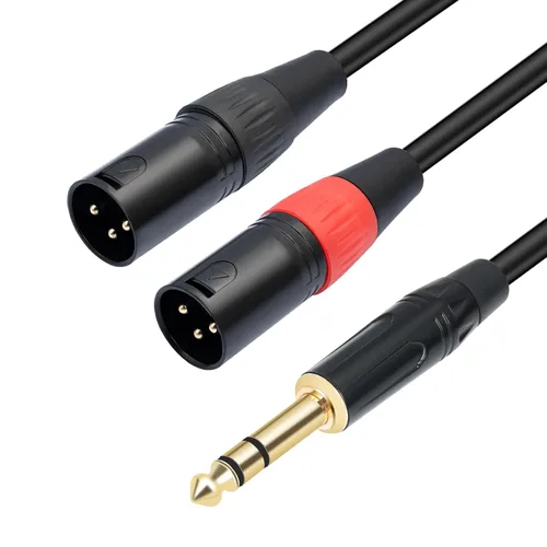 1/4 TRS a doble XLR macho Y-Splitter Cable de conexión estéreo de 1/4 pulgadas (0.250 in) a 2 XLR Cable de conexión de 3.3 pies