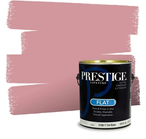 Miniatura 237 de Prestige Paints Pintura exterior e imprimación en uno, 1 galón, plano, coincidencia comparable de Valspar* Amber Rose*