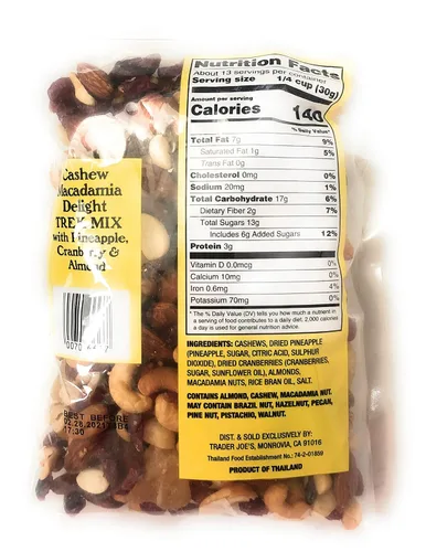 Miniatura 2 de Trader Joes Mezcla de marañón y macadamia Delight Trek con piña, arándano y almendra