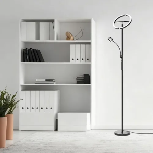 Miniatura 9 de SIBRILLE Lámpara de pie LED para sala de estar - Lámpara de pie moderna con luz de lectura, control táctil remoto, luz de pie regulable Negro