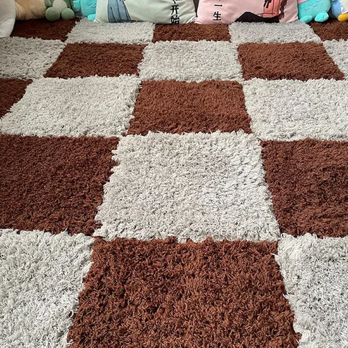Miniatura 10 de Tapete de espuma de felpa gruesa que se entrelaza, 24 piezas de 12 x 12 pulgadas, tapete cuadrado esponjoso de espuma de rompecabezas con bordes