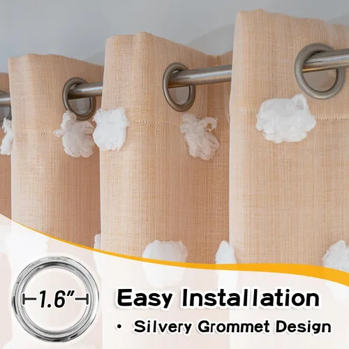 Miniatura 2 de Mysky Home Cortinas de doble capa, dormitorio, traslúcidas, opacas, habitación de niños, comedor, guardería, ojales, oscurecer la habitación, 52 x