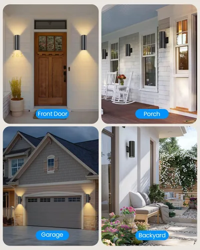 Miniatura 8 de KIZON Luces Modernas de Pared para Exteriores con Sensor de Anochecer a Amanecer, Lámpara Cilíndrica para Exteriores de Montaje en Pared con Acabado