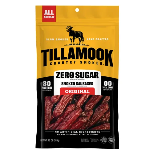 Tillamook Country Smoker - Salchichas ahumadas aptas para dietas cetogénicas, sin azúcar, sabor original, 10 onzas