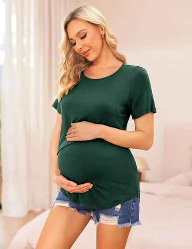 Miniatura 3 de Ekouaer Camisetas de lactancia de manga corta para mujer, de doble capa, tallas S-XXL