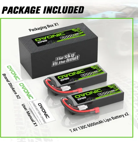 Miniatura 6 de OVONIC 2S LiPo Batería 6000mAh 7.4V 130C RC Batería con Dean-Estilo T Conector